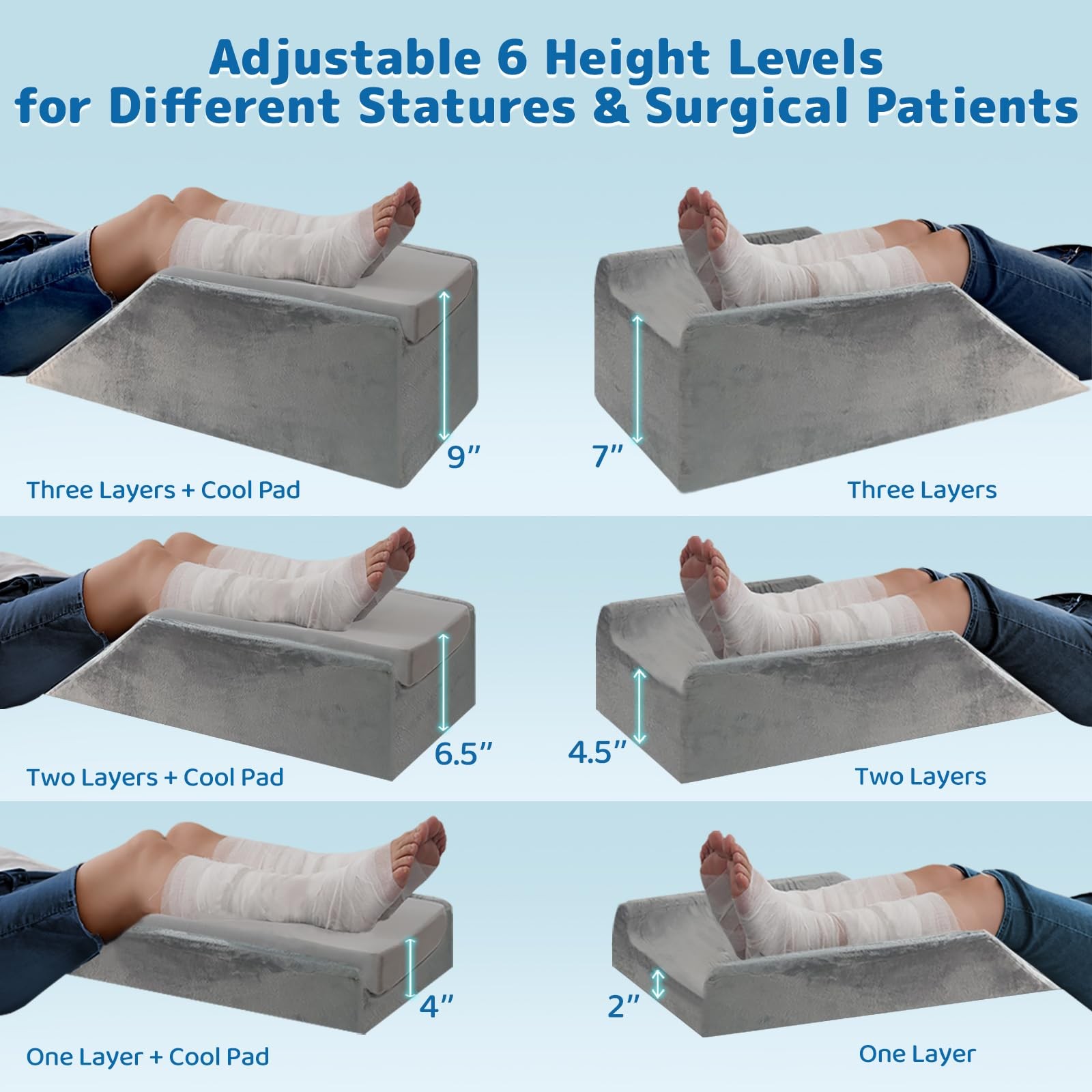 Leg Elevation Pillows for After Surgery - Adjustable Knee Pillow 6 Heights, C gallery