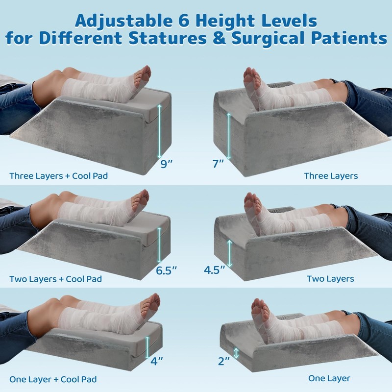 Leg Elevation Pillows for After Surgery - Adjustable Knee Pillow 6 Heights, C gallery