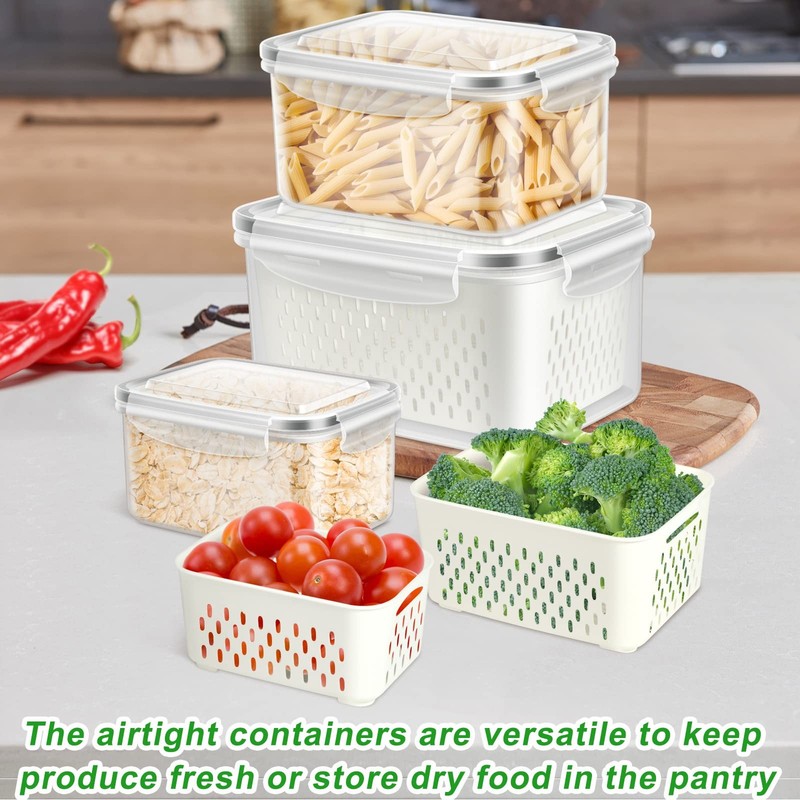 3 Pack Fruit Storage Containers for Fridge, Produce Saver Vegetable Container... gallery