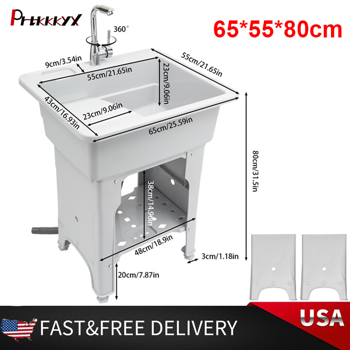 Utility Sink Laundry Tub with Faucet & Basement for Laundry Room Garage or Shop gallery