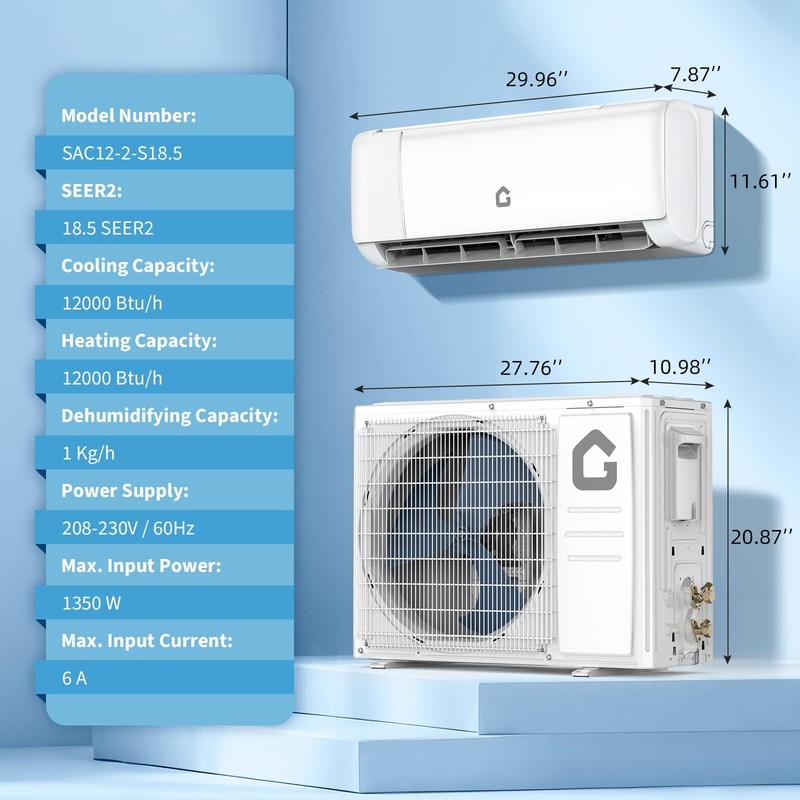 12000 BTU Mini Split Air Conditioner 18.5 SEER2 Inverter 230V Heater gallery