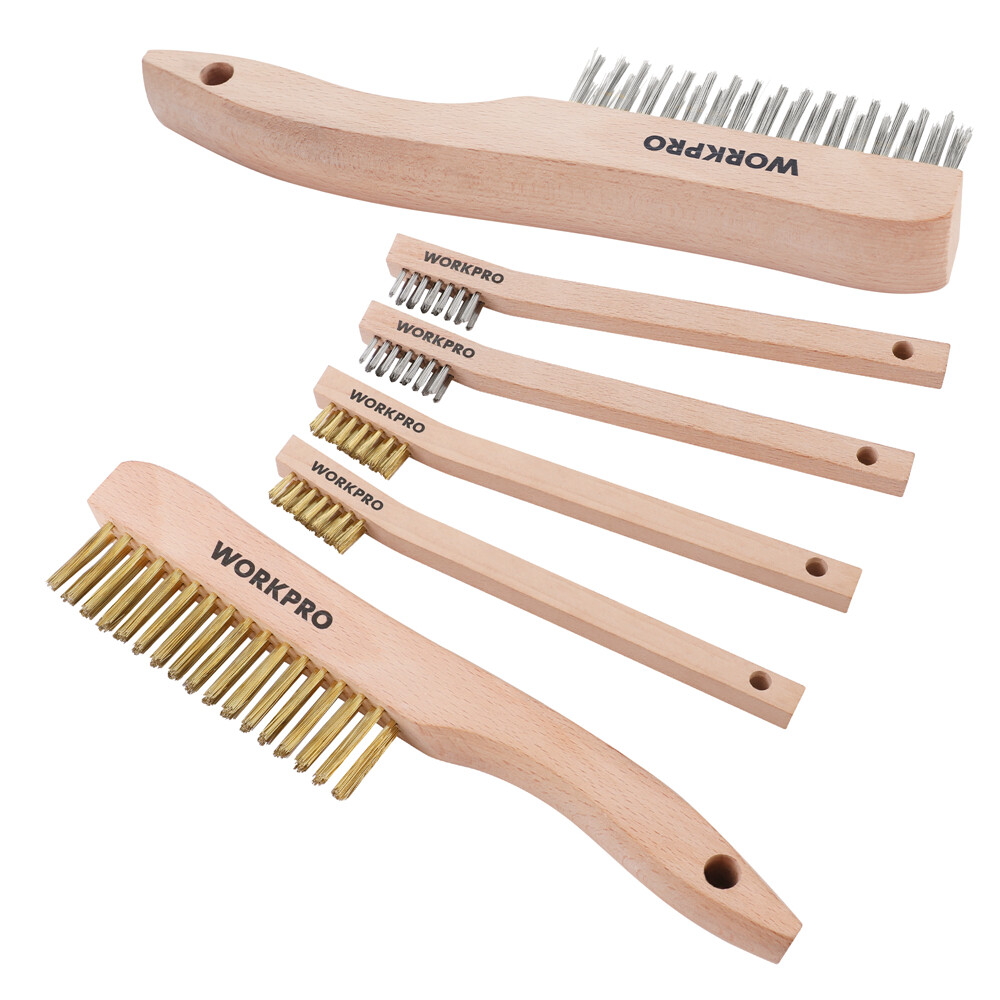 WORKPRO 6 Pcs Brass/Stainless Steel Wire Scratch Brush Set Wire Brush Set USA gallery