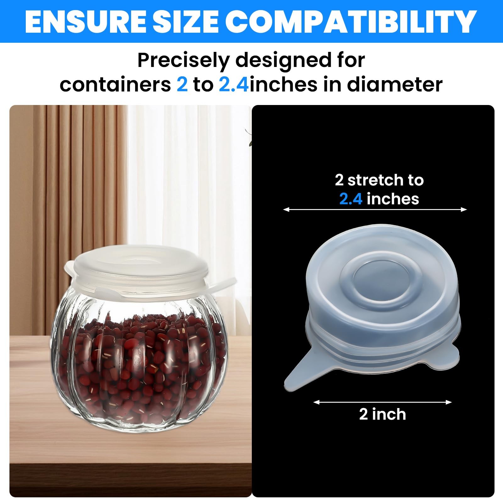 Heclia Extra Small Silicone Stretch Lids 2 Inch, 8 Pack Cruet Lid 5cm, Clear gallery