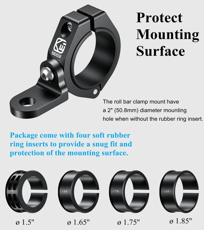 UTV Whip Light Mounts 2PCS Adjustable Aluminum Alloy Roll Bar Clamp gallery