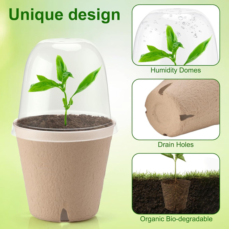 36 Pack Peat Pots with Humidity Domes Labels Seed Starter Kit gallery