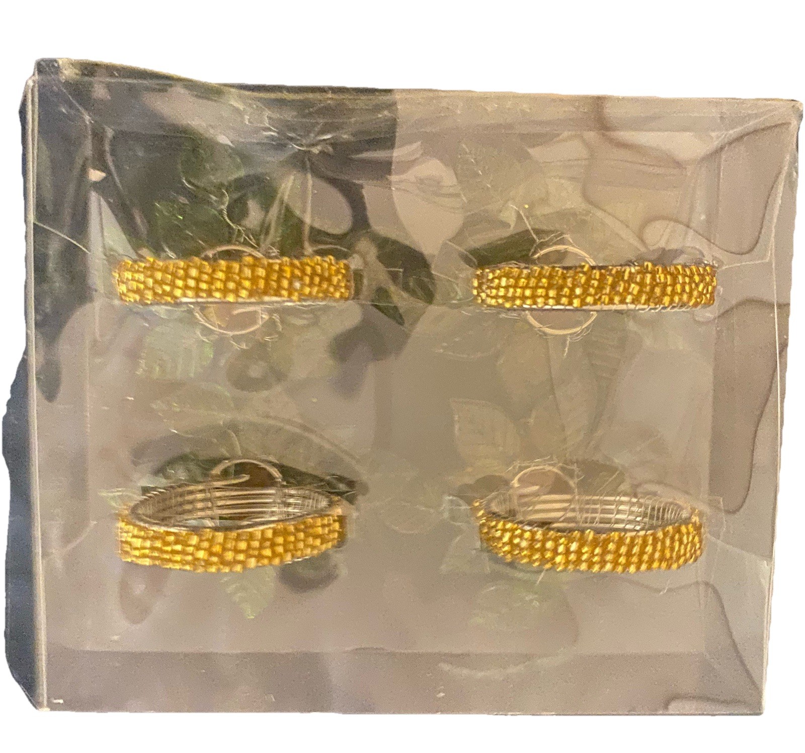 allen + roth 4-Pack Silver Stainless Steel Green Leaves Round Napkin Rings gallery