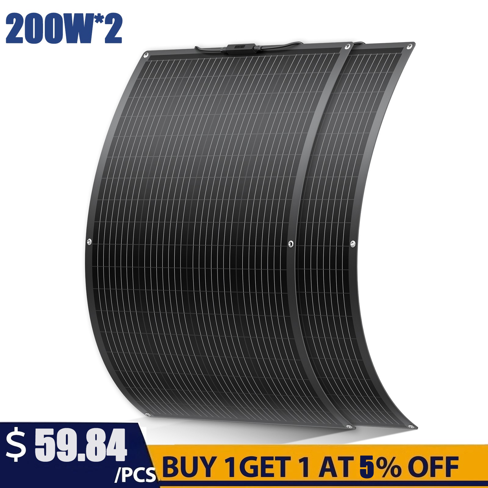 400W Flexible Mono Solar Panel Power Portable Camping Home RV Battery Charge 12V gallery