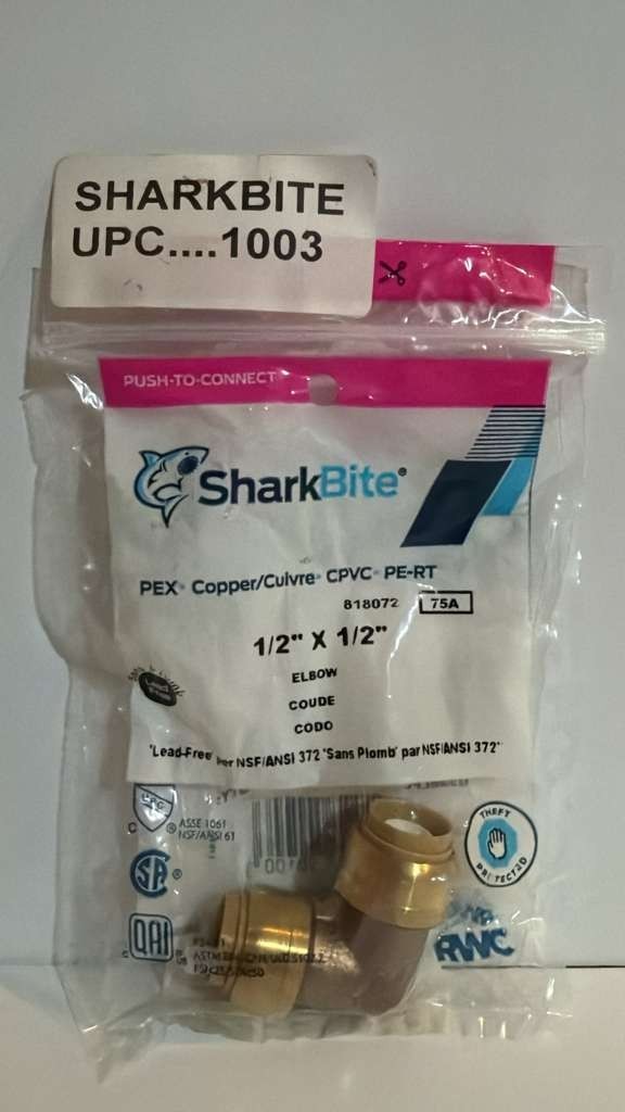 SharkBite 1/2 Inch 90 Degree Elbow, Push to Connect Brass Fitting U248LFA gallery