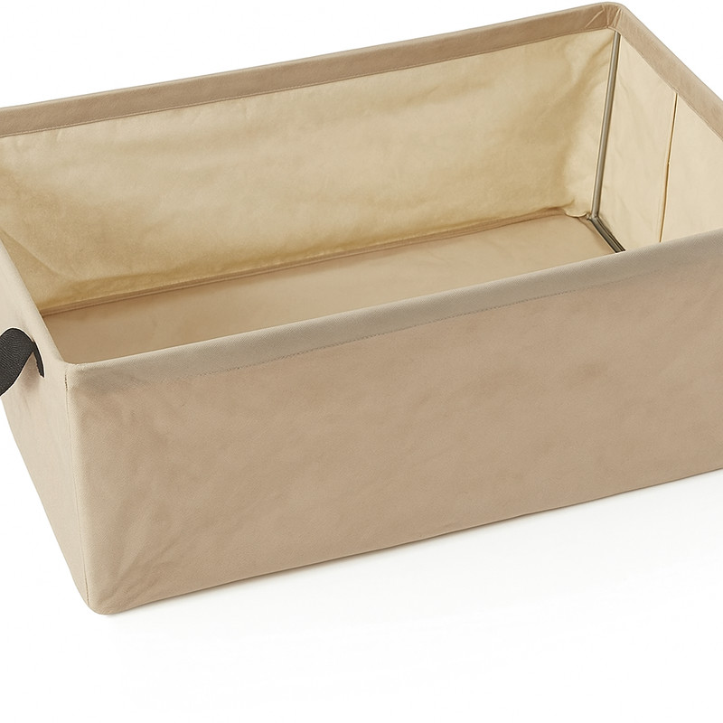 4pcs Medium Fabric Storage Baskets with Handles - 15"L x 10.2"W x 7.5"H, Beige gallery