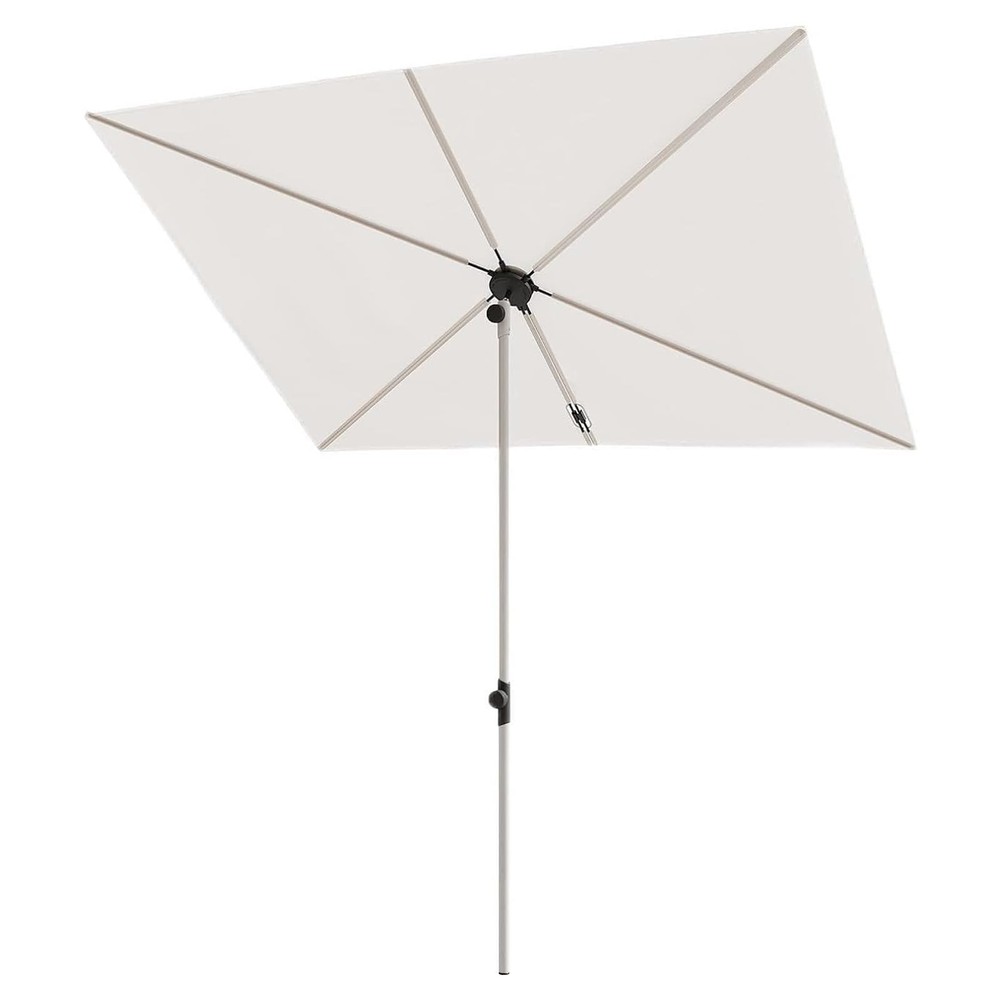 6x4 FT Rectangular Patio Umbrella, Beige, 360° Rotating Knob, Outdoor Shade