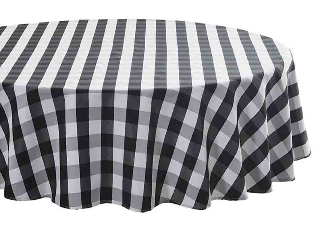 Tektrum 70" Round Tablecloth-Waterproof/Wrinkle Free - Black/White Checker gallery