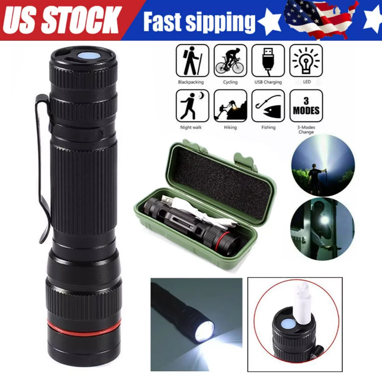 35000000 lumens Small LED Mini Flashlight Pocket Super Bright Torch Rechargeable gallery