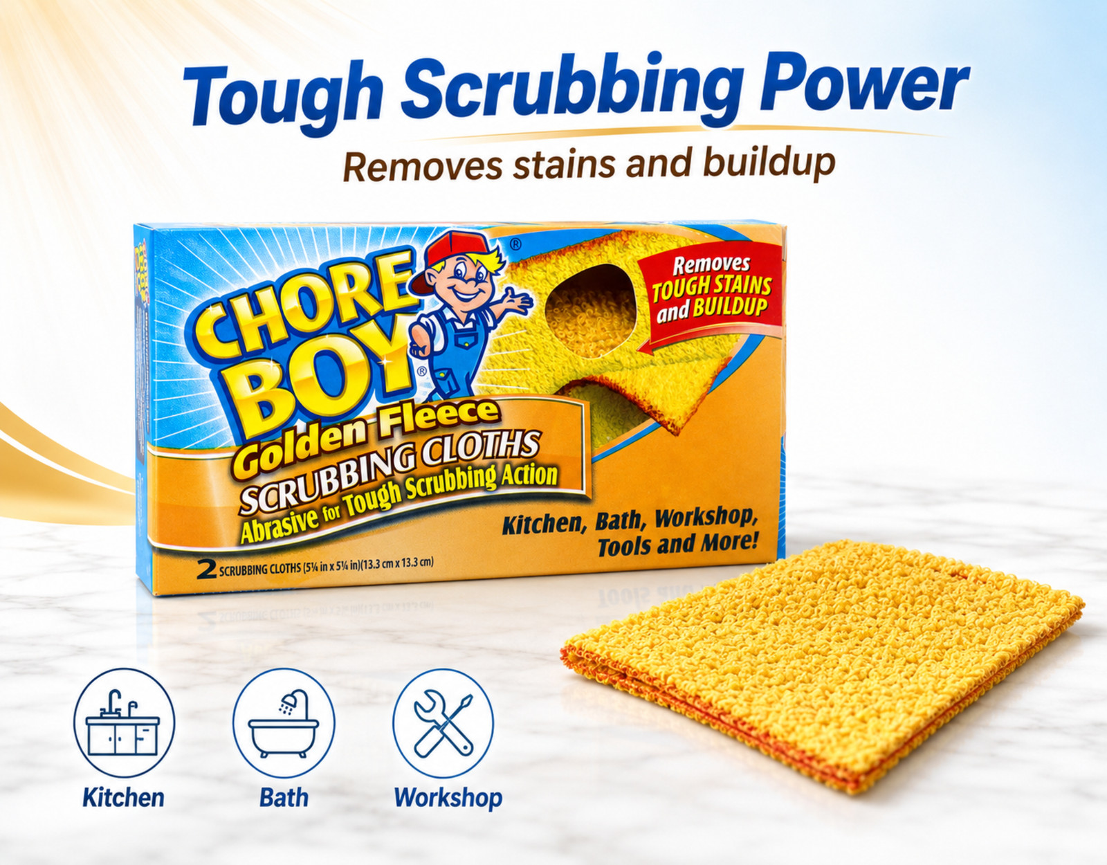Chore Boy Golden Fleece Scrubbing Cloths, 2 Count 3 Pack gallery