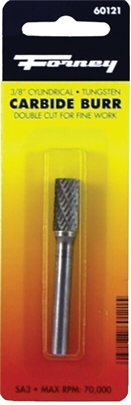 Forney 60121 Tungsten Carbide Burr with 1/4-Inch Shank, Cylindrical, 3/8-Inch gallery