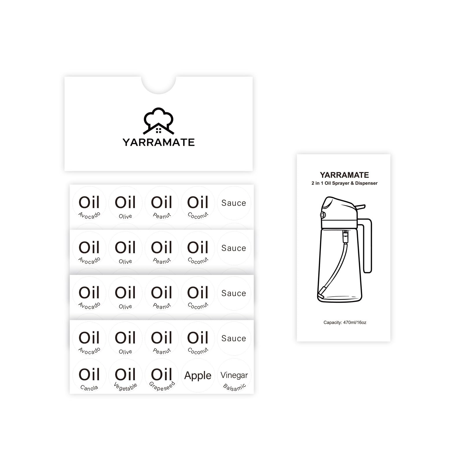 40 Labels for Oil Dispenser & Installation Guide Regular, Black and White gallery