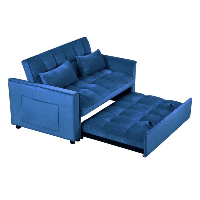 52.75" Convertible Sleeper Sofa Bed Pull Out Couch Loveseat Adjustable Backrest gallery