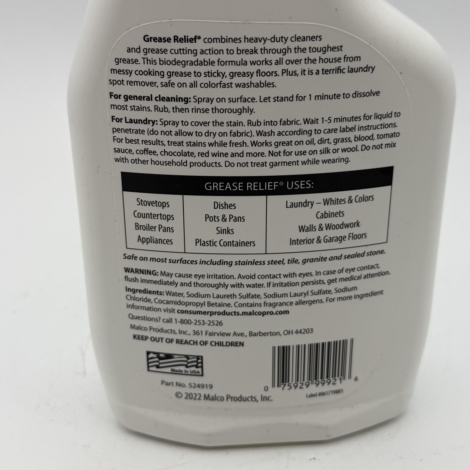 Grease Relief Degreaser & Laundry Stain Remover Spray 18 fl oz Dye-Free gallery