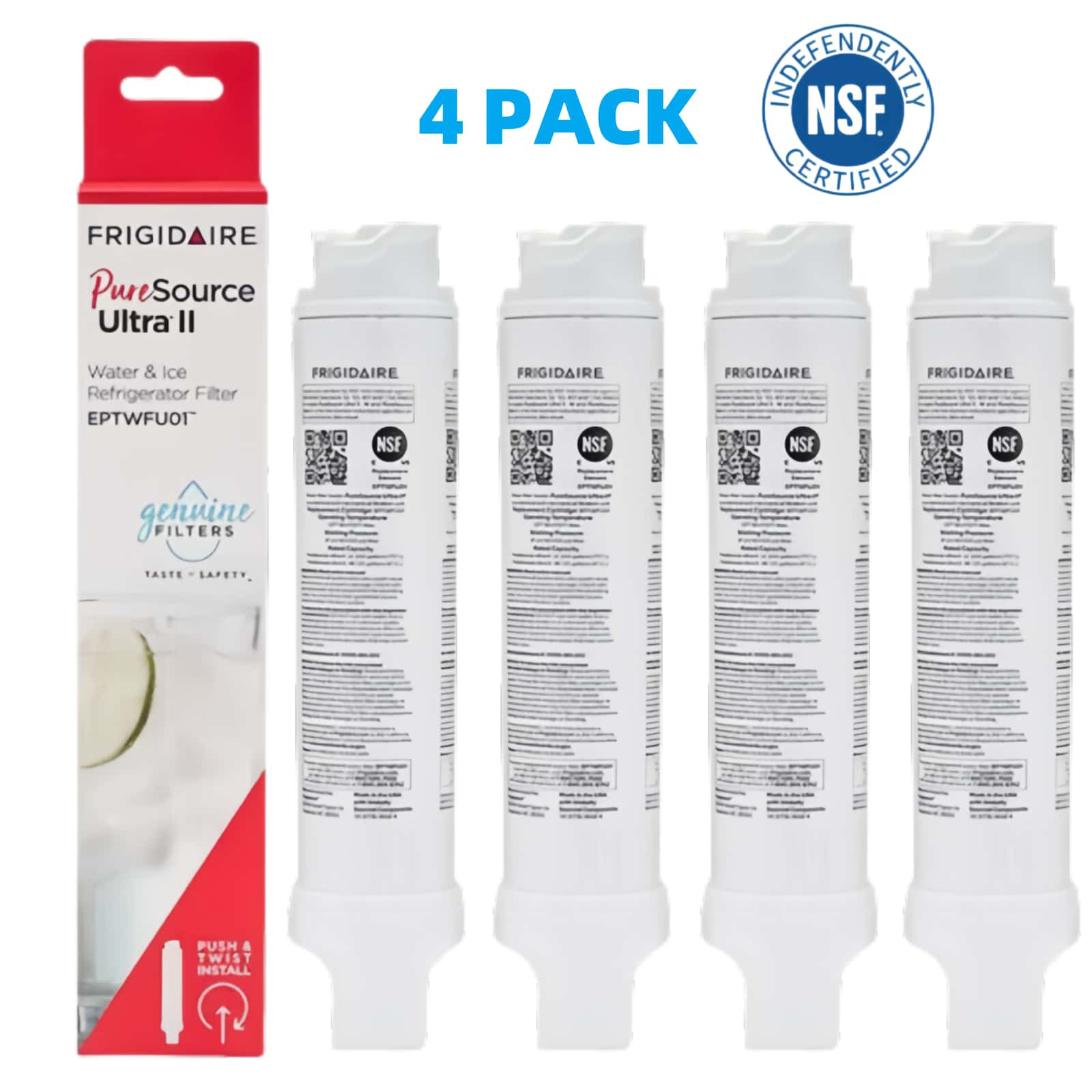 4 PACK NEW Frigidaire EPTWFU01 Pure Source Ultra II Refrigerator Water Filter gallery