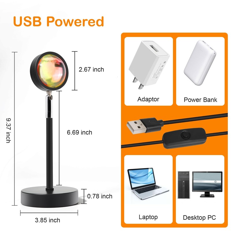Sunset Lamp Projector, Rainbow Projection Led Lights with Remote, 16 Black gallery