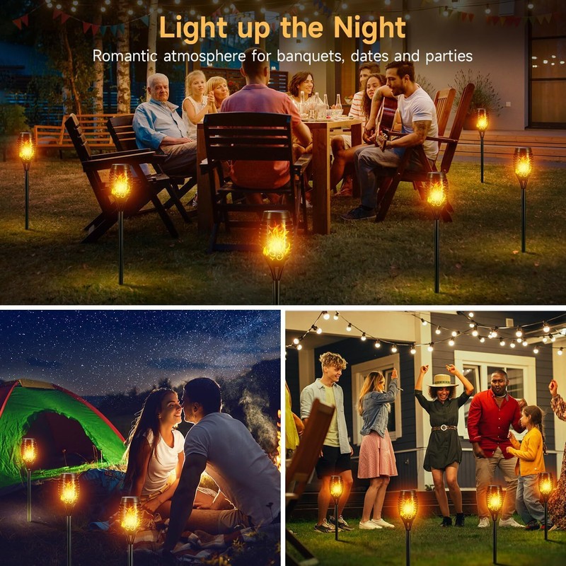12Pack LED Solar Flame Torch Lights Outdoor Flickering Garden Yard Pathway Lamps gallery