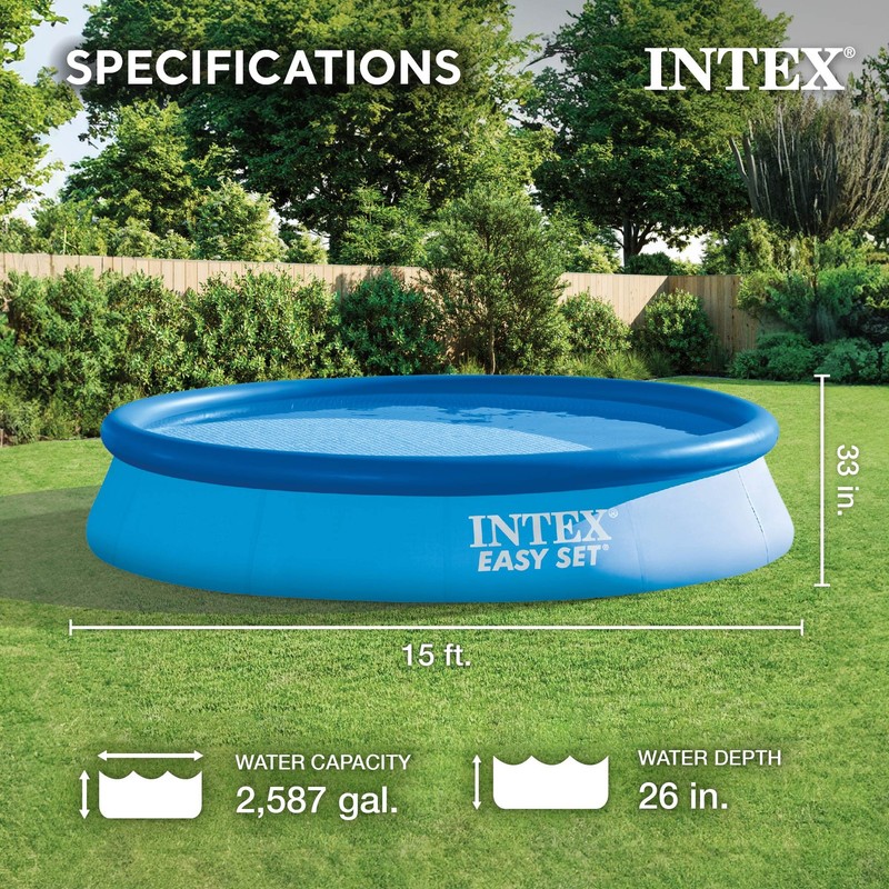 Intex Easy Set 15ft x 33in Inflatable Kid Family Swimming Pool with Filter Pump gallery