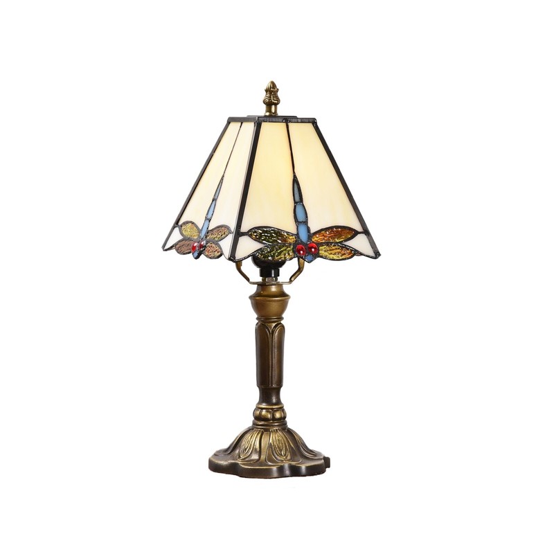 Tiffany Style Decor Table Lamp Bedside Light with Dragonfly Stained Glass H14" gallery
