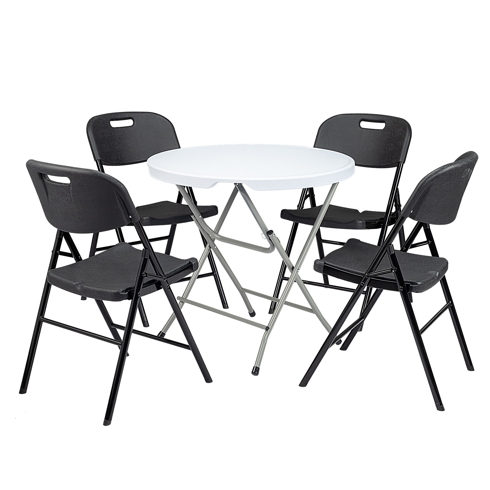 4PCS Commercial Plastic Folding Black Chairs Stackable Picnic Party Seats 33inch gallery