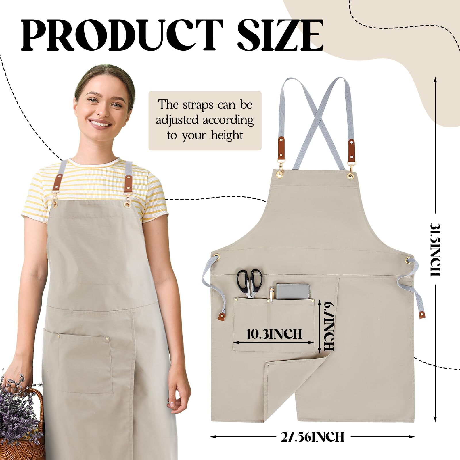 Cross Back Apron Pottery Apron with Large Pocket for Men & Women Split Apron ... gallery