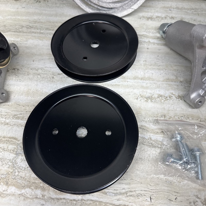 2 Complete Improved Spindles Pulleys/Blade Bolts, Mounting Hardware / Belt L13 gallery
