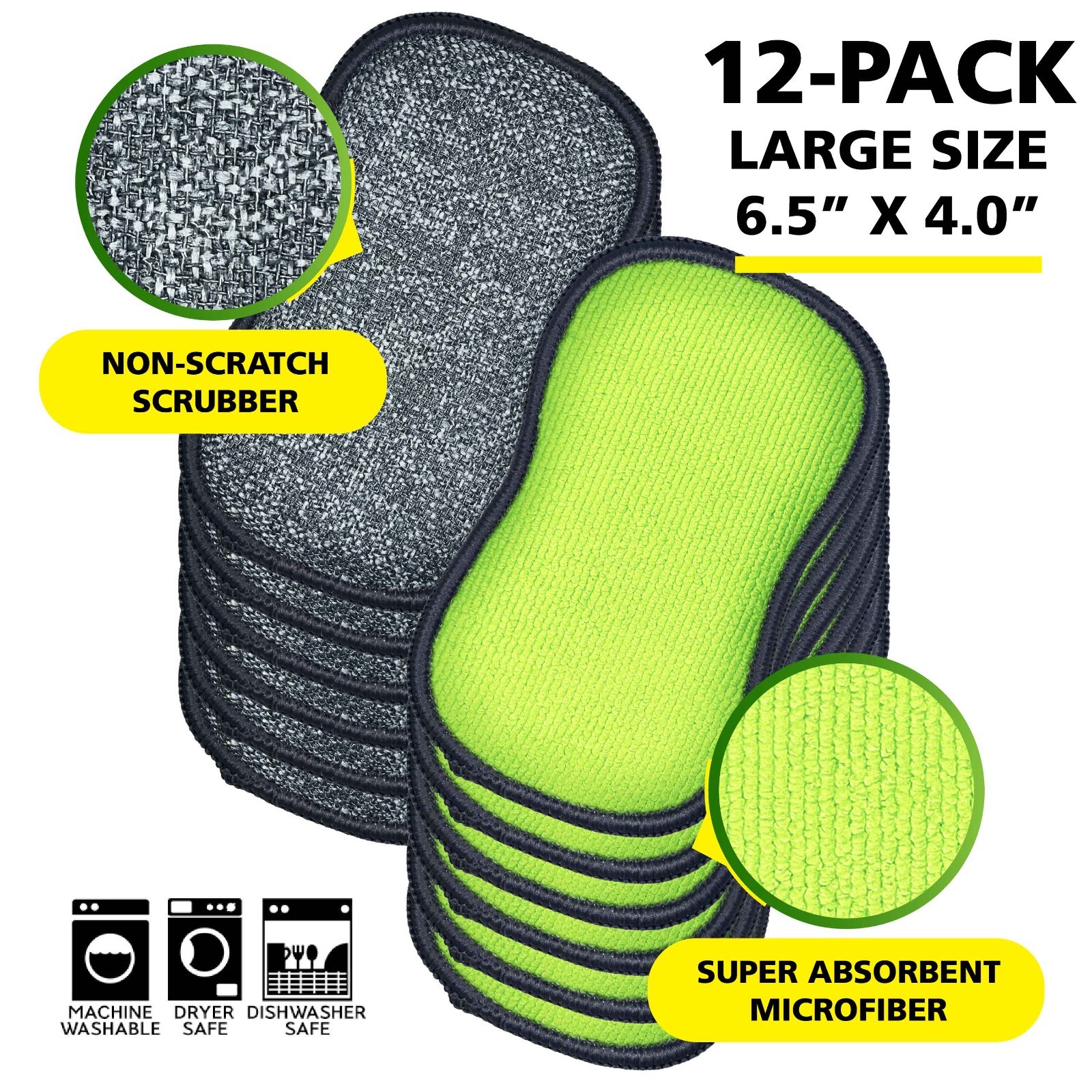 SALE!! Tuff-Scrub Fresh Antimicrobial Scrub-N-Wipe Pads, Green Large 12-Pack gallery