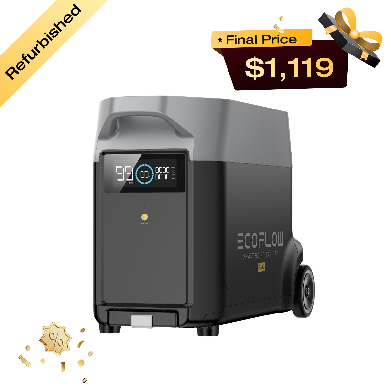 EcoFlow DELTA Pro Generator Extra Battery 3600Wh LFP Certified Refurbished gallery