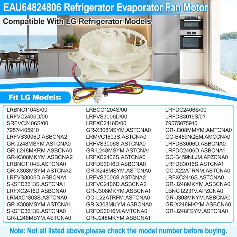 Upgraded EAU64824806 Refrigerator Evaporator Fan Motor Fit LG EAU63503706 DC12V gallery