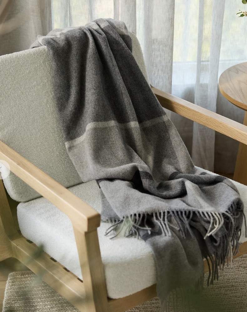 Cozy Earth Cashmere Wool Lucca Throw Blanket Grey New gallery
