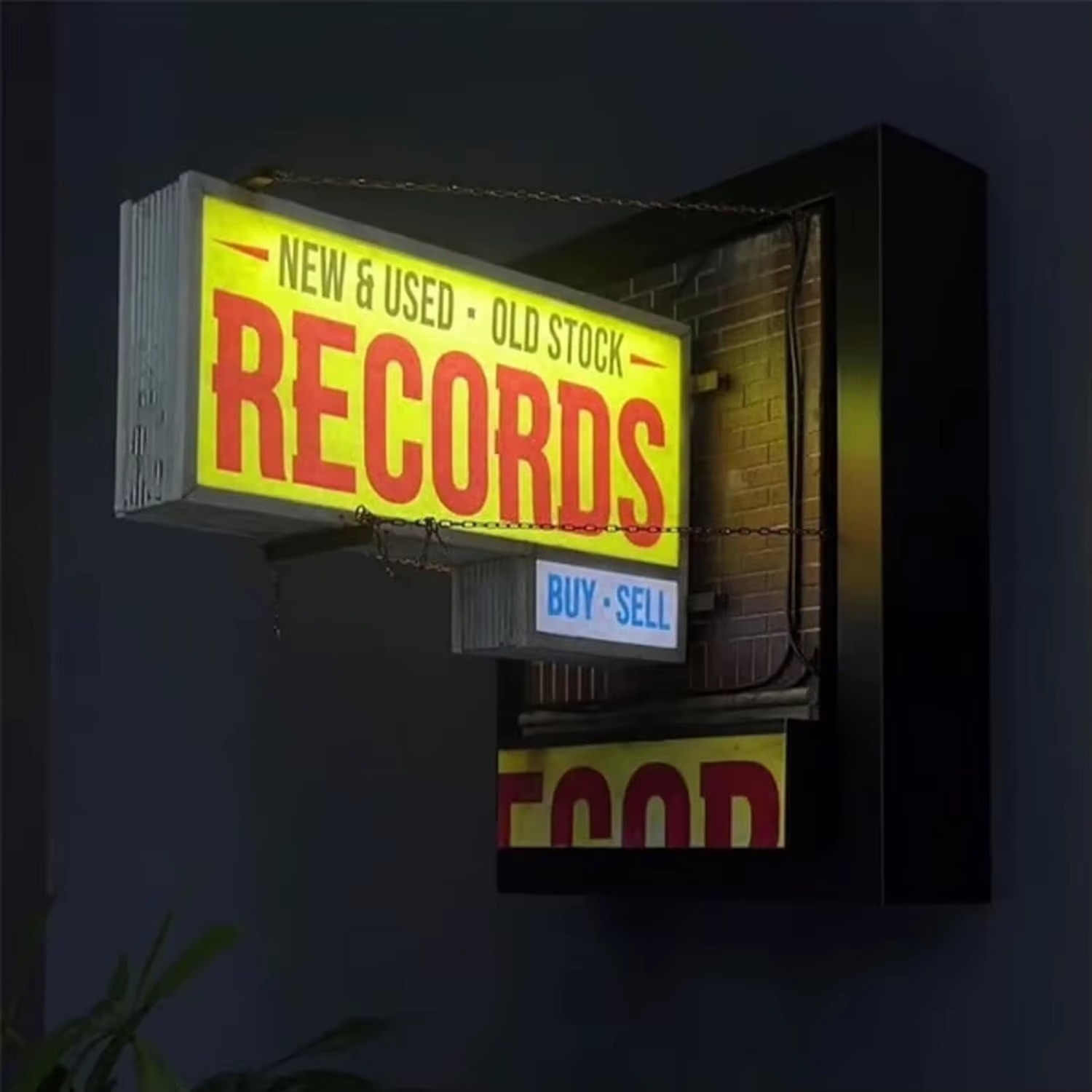 Retro Record Store Wall Light Vintage Lamp Bedroom Cafe Decor gallery