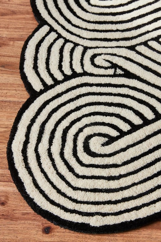 Rissa - Black & White, Hand-Tufted 100% Wool Area Rug, 5x8, 6x9, 8x10, 9x12 gallery