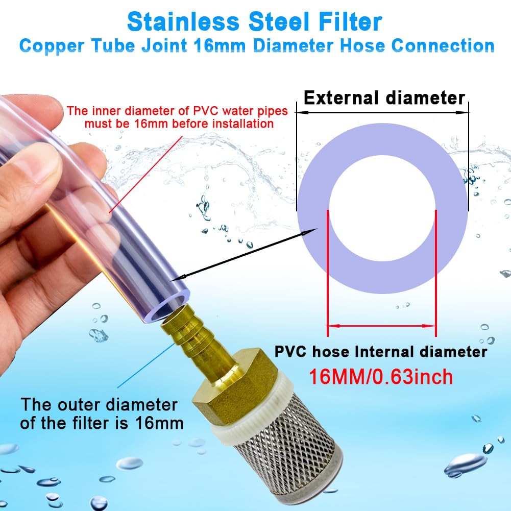 16mm Stainless Steel Filter Copper Tube Joint Hose Connection Pool Strainer gallery