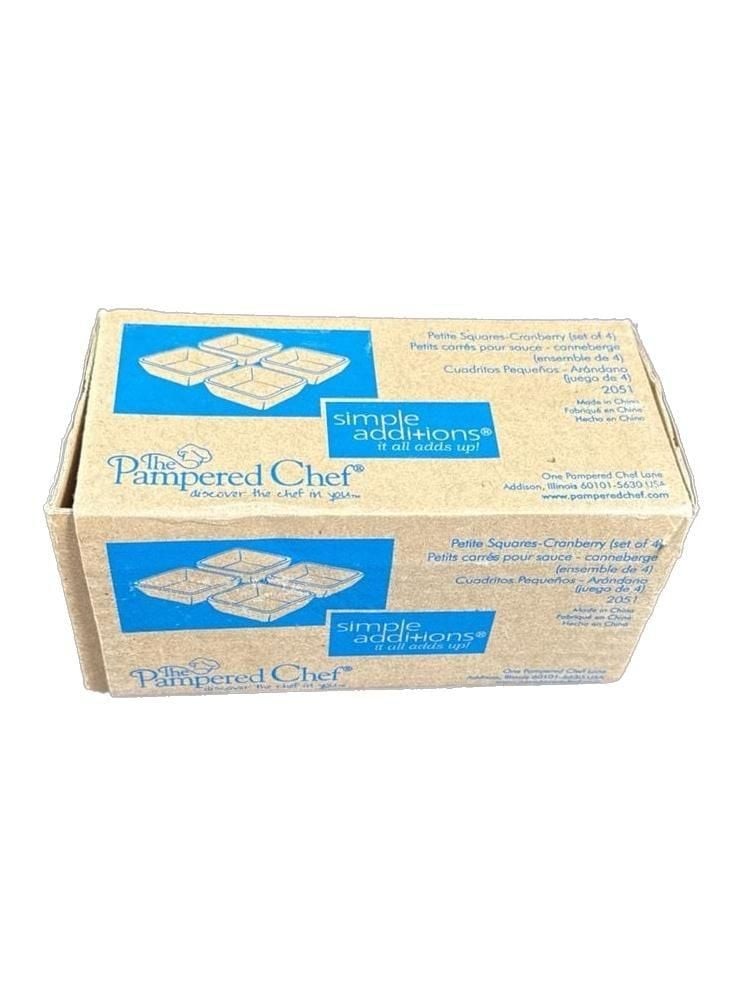The Pampered Chef 4 Simple Additions Cranberry Petite Squares 2051 gallery