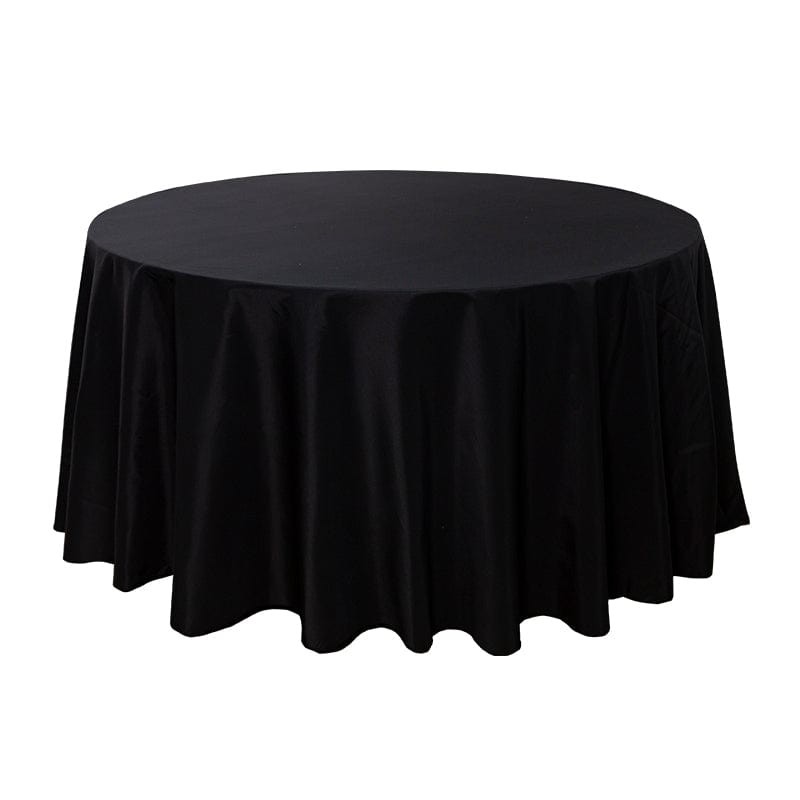 5-Pack Black Round Polyester Tablecloth 190gsm 132" by Chivari gallery