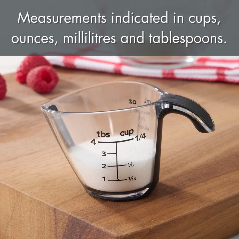 (4 pack) 1/4C Plastic Mini Measuring Cup, Black/Transparent gallery