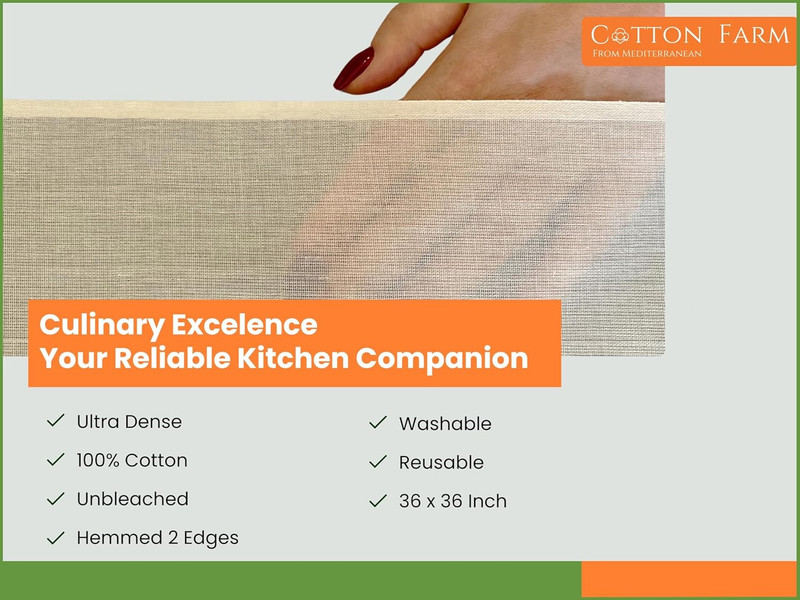 Grade 100 XL Cheese Cloths - Straining & More; 36X36 Inch; 100% Unbleached Cotto gallery