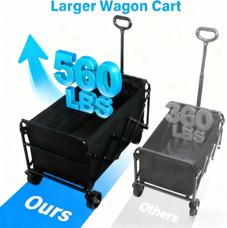 Wagons Carts Foldable, Beach Wagon with Brakes & All-Terrain Wheels 560LBS Capac gallery
