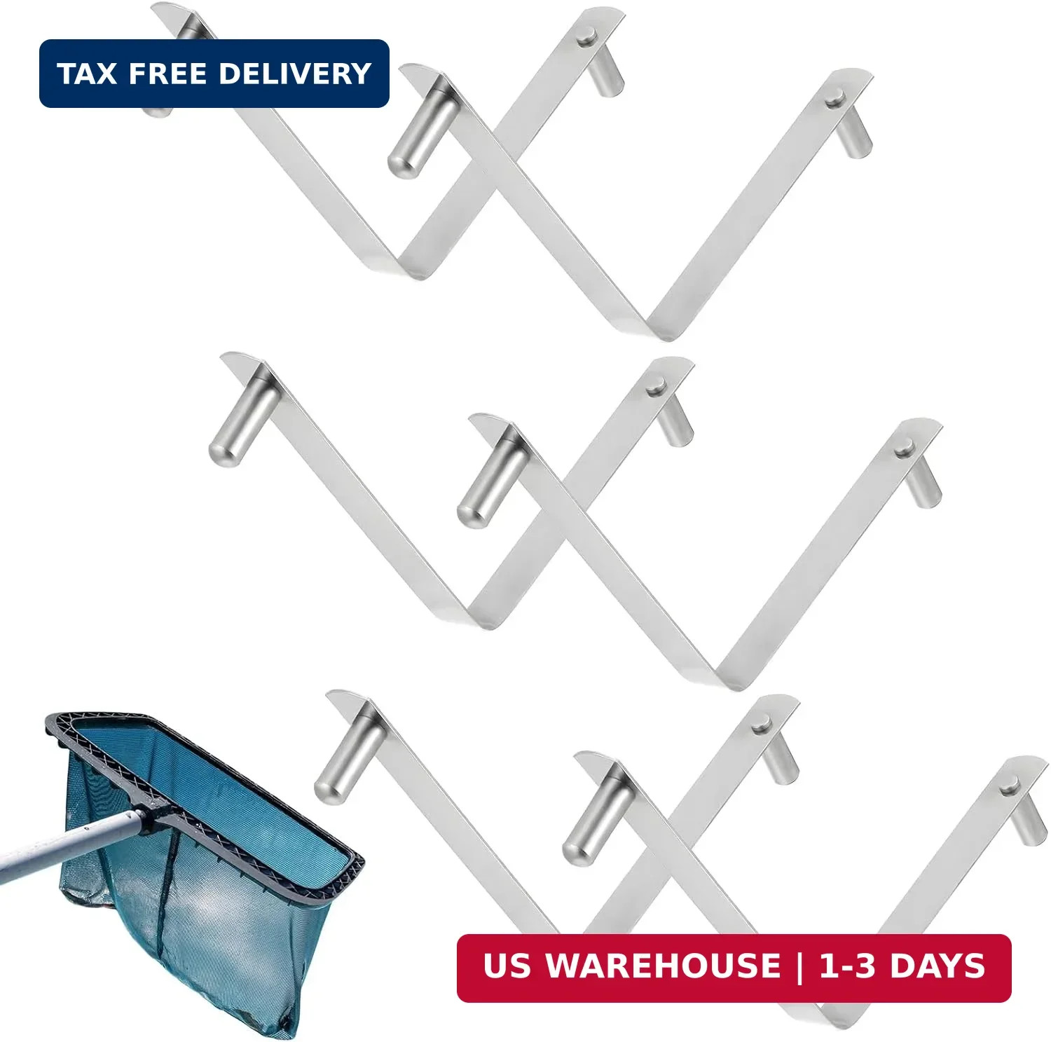 6 Pcs Pool Pole Clips, Stainless Steel Pools Brush Clip V-Shaped Clips Universal gallery