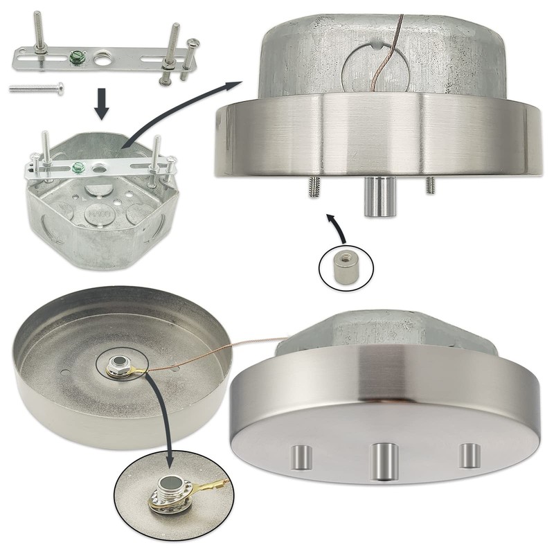 for Chandelier 5 1/8 Ceiling Lighting Modern Steel Canopy Kit Light Fixture Cove gallery