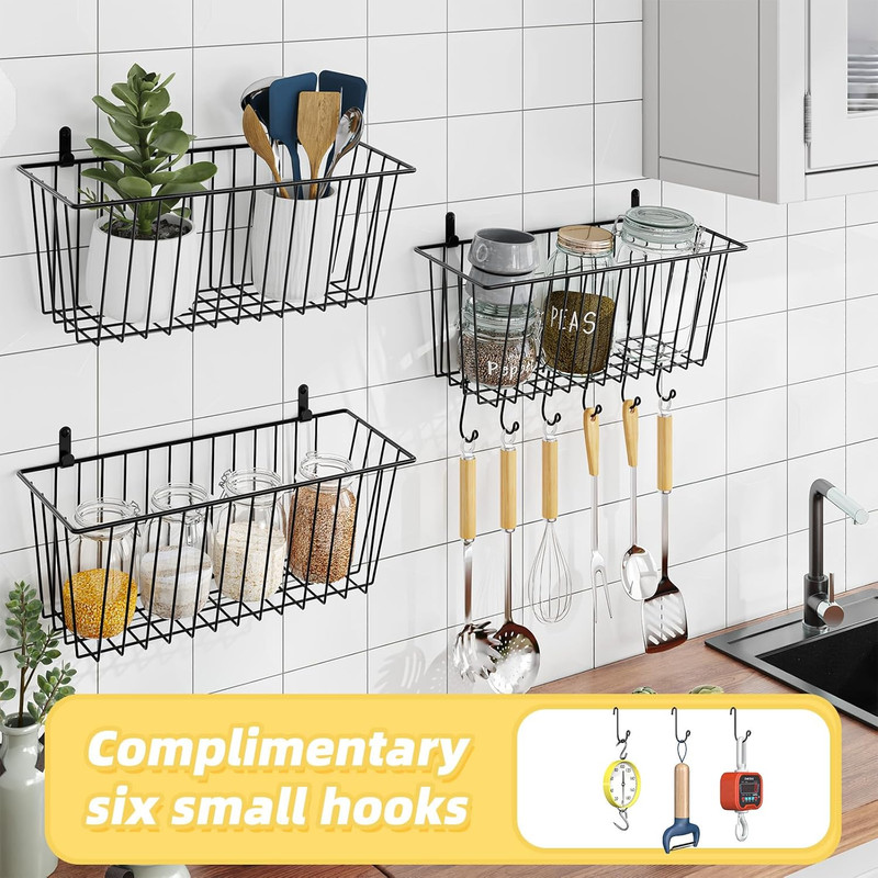 Simple Trending 6 Pack Wire Basket Wall Mount Baskets Hanging Baskets, Cabinets gallery