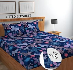attractive double fitted bedsheet with 2 large pillow covers code 20