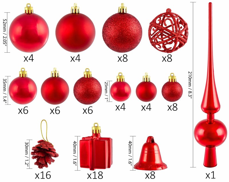 BRUBAKER 101 Pieces Shatterproof Christmas Tree Ornaments - Multiple Colors gallery