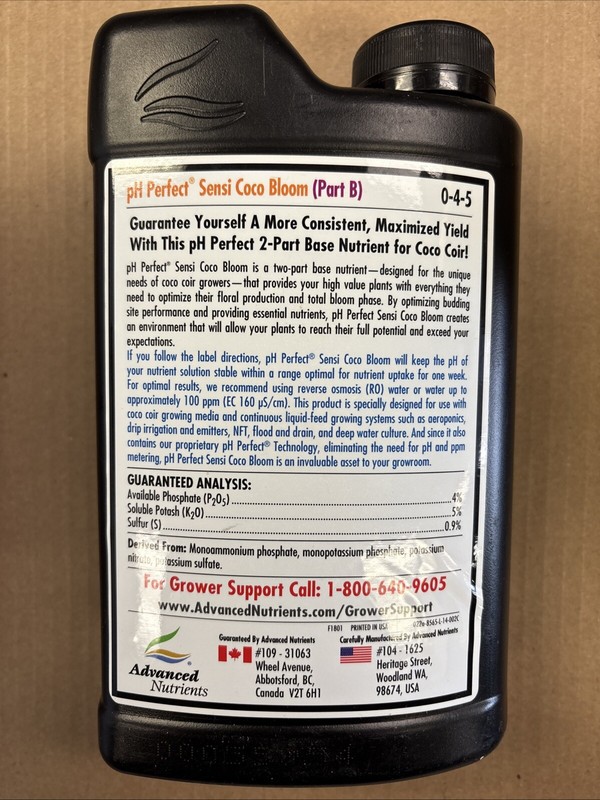Advanced Nutrients pH Perfect Sensi Coco Bloom Part B 1L, 0-4-5 gallery