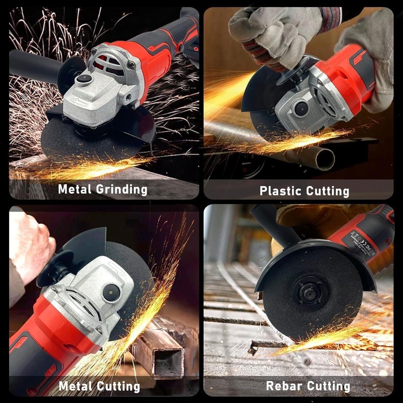 Brushless Cordless Angle Grinder with 21V Battery Charger & Cutting Disc Power gallery