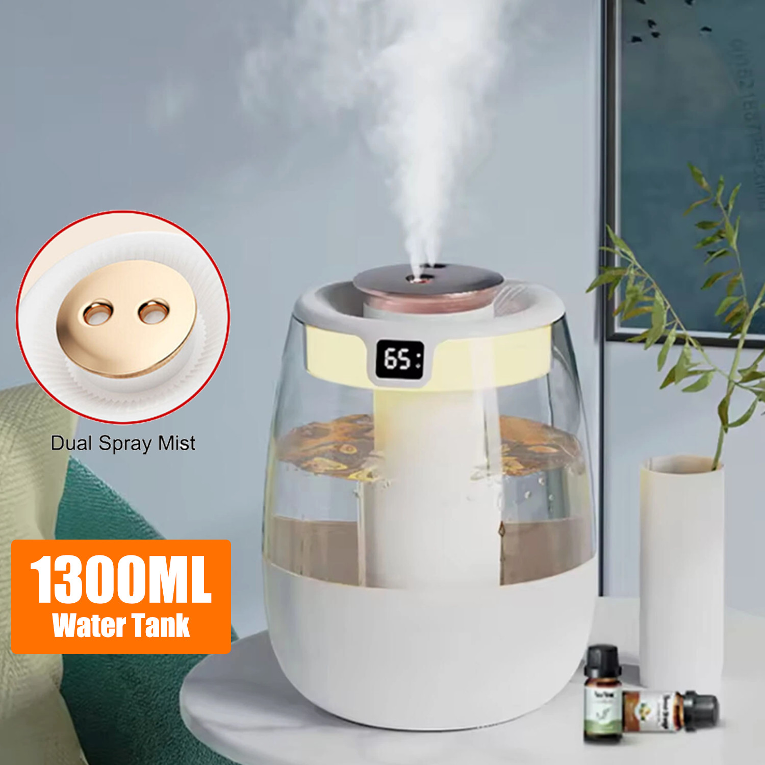 1300ml Humidifiers for Bedroom Large Room Office Cool Mist Air Humidifier Indoor gallery