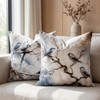 Decorative Velvet Throw Pillow Covers 18x18 Set of 2, Bird & Branch Print, So... gallery